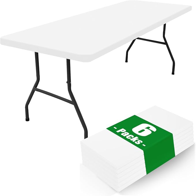 Spandex 4 Foot Rectangle Table Cloth 6 Pack, Elastic Fitted Tablecloths by Moosfor