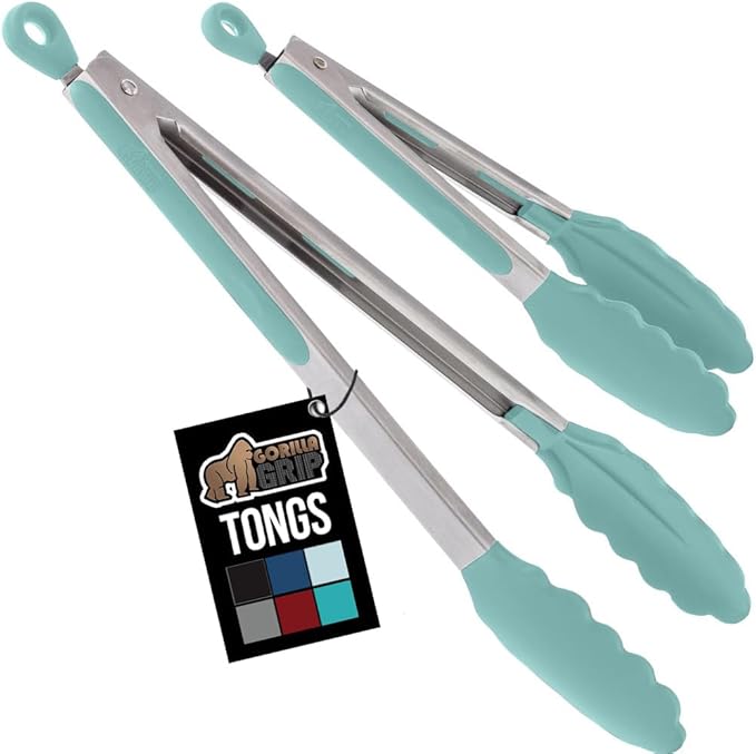 Tongs with Silicone Head and Stainless Steel Frame in Mint