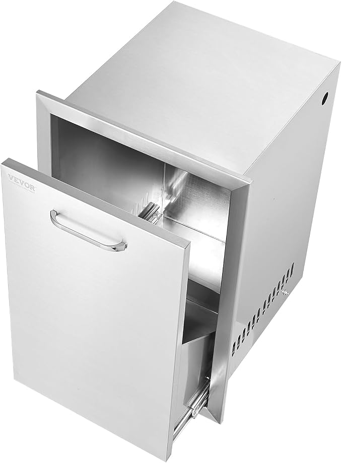 VEVOR Outdoor Kitchen Trash Drawer 16Wx22Hx16 D, Propane Tank Drawer, Stainless - Image 10