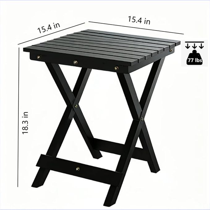 Small Side Table Square Folding, Patio Foldable Wooden End Tables - Image 3