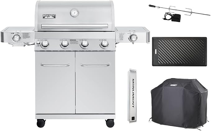 Monument Grills Larger 4-Burner Propane Gas Grills Stainless Steel Cabinet Style by MonumentGrills