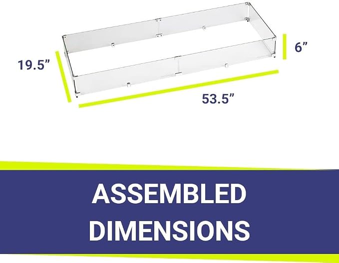 53.5" X 19.5" X 6” Rectangular Glass Flame Guard - Image 2