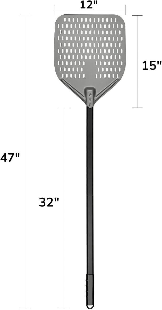 G.a HOMEFAVOR 12"x 15" Perforated Pizza Peel 47 Inch overall, Rectangular - Image 3
