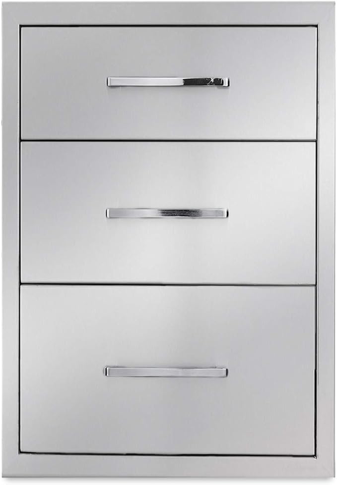 yuxiangBBQ Outdoor Kitchen Drawers Stainless Steel 3-Drawer BBQ Drawer 14" W x - Image 4