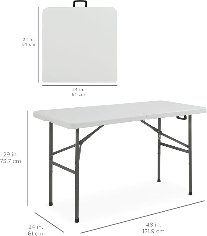 Best Choice Products 4ft Plastic Folding Table, Indoor Outdoor Heavy Duty - Image 2
