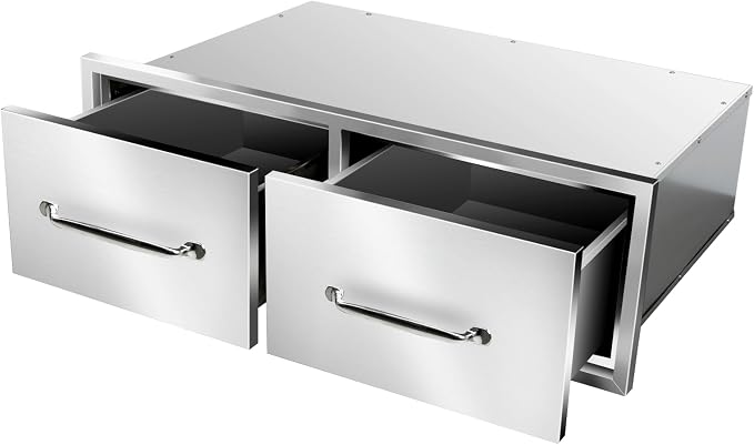 Outdoor Kitchen Drawers 30" W x 10" H x 20" D Flush Mount Horizontal Double by SGOLAN