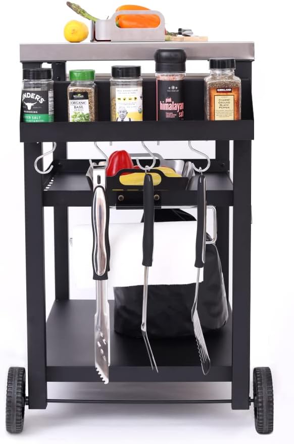 NUUK Three-Shelf Movable Outdoor Dining Cart Table - Image 4