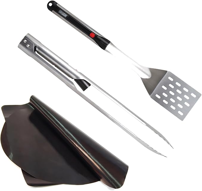 Grillight Grilling Essential Combo Gift Set: LED Light Spatula, Tongs & Bonus by Grillight