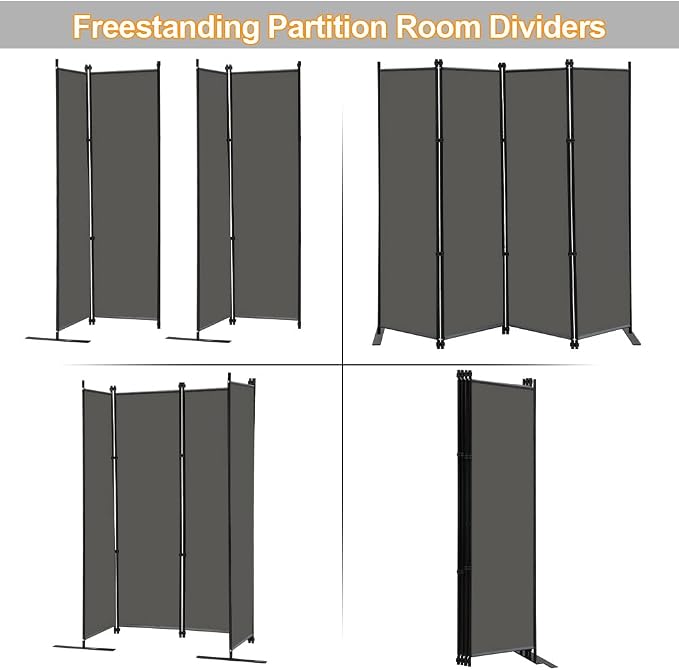 MAYOLIAH 4 Panel Room Divider Screen 6Ft Tall Foldable Privacy Dividers Indoor - Image 4