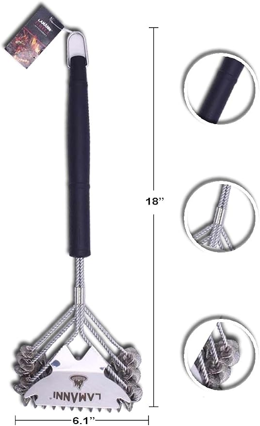 BBQ Grill Brush and Scraper 18” Heavy Duty Stainless Steel Grill Cleaner - Image 6