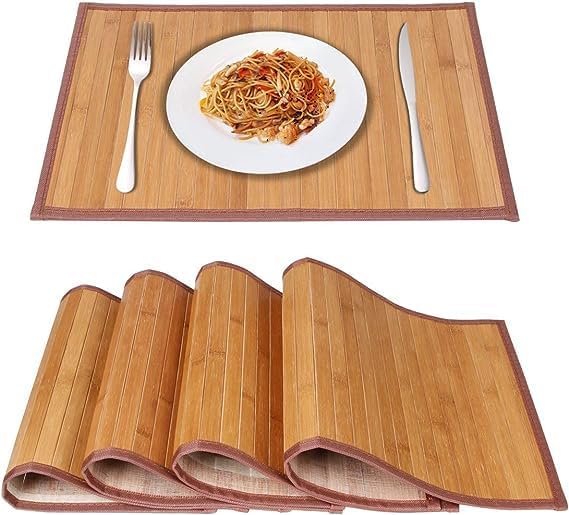 Placemats Set of 4 for Dining Table, Bamboo Place Mats for Kitchen Table Decor by MARSCOOL