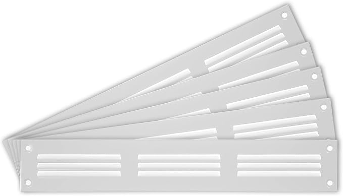 Repa Market 5-Pack 12x2 Inch Air Vent Cover/White Galvanized Steel Louvered by RepaMarket