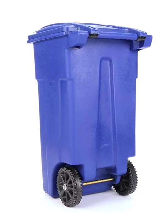 32 Gallon Blue Wheeled Recycling Trash Can - Image 5