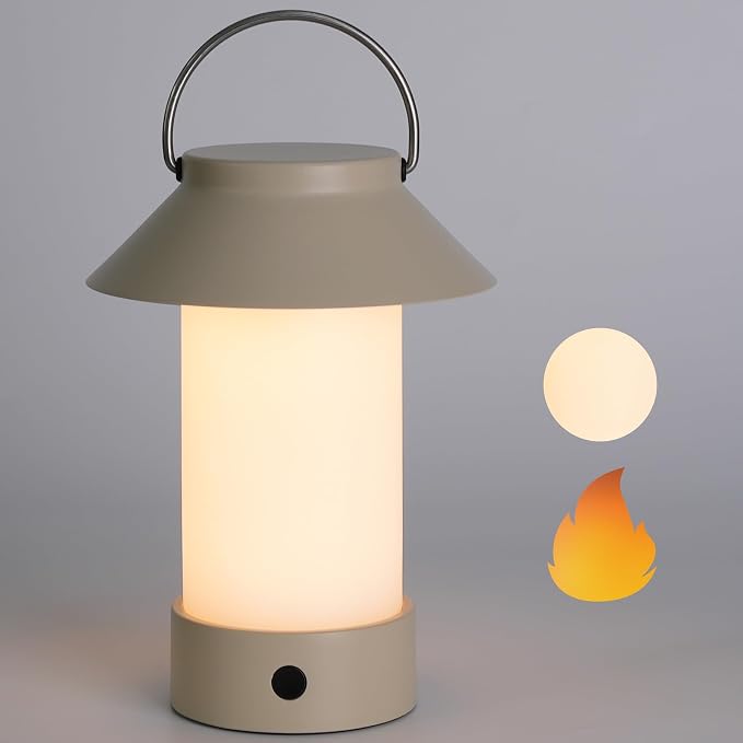 Rechargeable Outdoor Lantern Waterproof, Dimmable Warm White & Flickering Flame by WEILAILUX