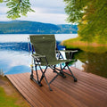 Camping Rocking Chair, Loden Green Powder Coated Steel, 250 lb Capacity