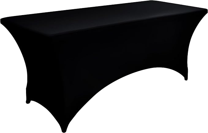 2-Pack 8ft Black Spandex Table Covers - Image 8