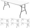 6 Pack Stretch Fabric Table Top Cap Cover, fits 8' Tables, Spandex Table Covers by REWOMC