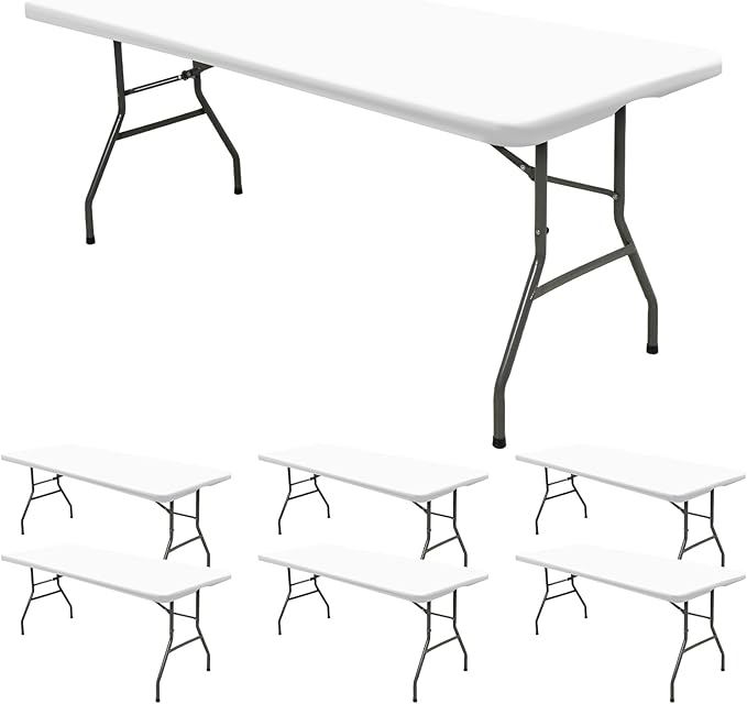 6 Pack Stretch Fabric Table Top Cap Cover, fits 8' Tables, Spandex Table Covers by REWOMC