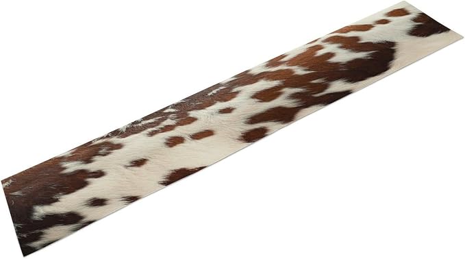 Cow Print Table Runner, Western White Brown Cowhide Rustic Coffee Table Runner - Image 8