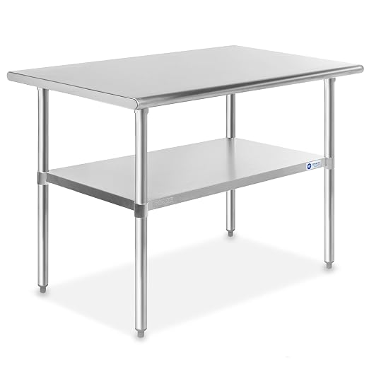 GRIDMANN Stainless Steel Work Table 48 x 30 Inches, NSF Commercial Kitchen Prep by GRIDMANN
