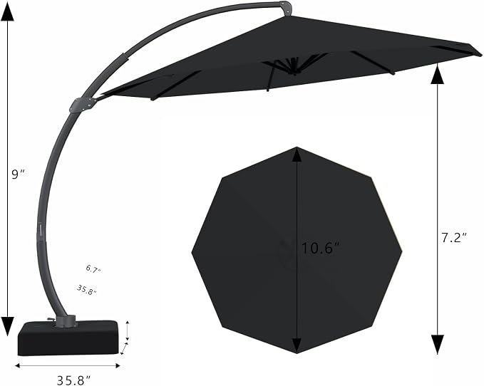 7 Piece Patio Dining Set with 11ft Patio Umbrella, 7 Gray Outdoor HDPE Dining - Image 2