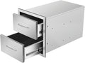 Outdoor Kitchen Drawers 14" W x 15" H x 23" D Flush Mount Double BBQ Drawers by SGOLAN