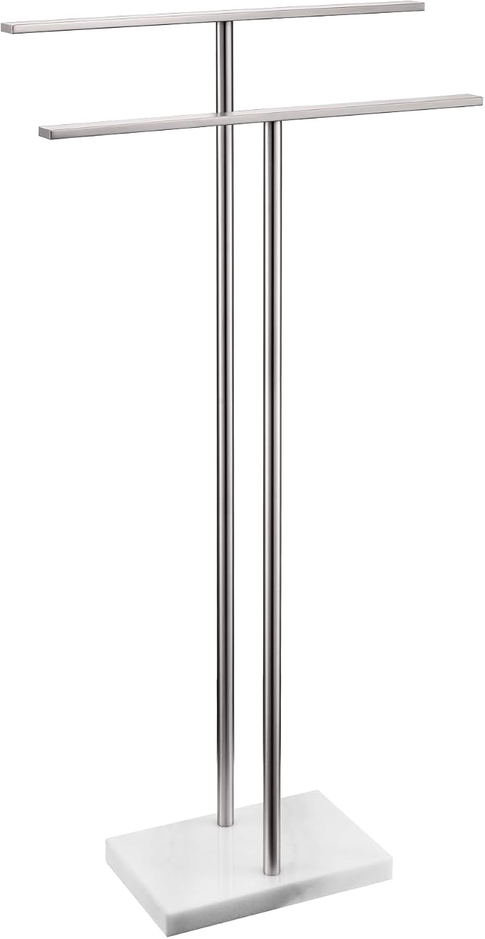 Free Standing Towel Rack Brushed Nickel 2-Tier Towel Holder by AONEON