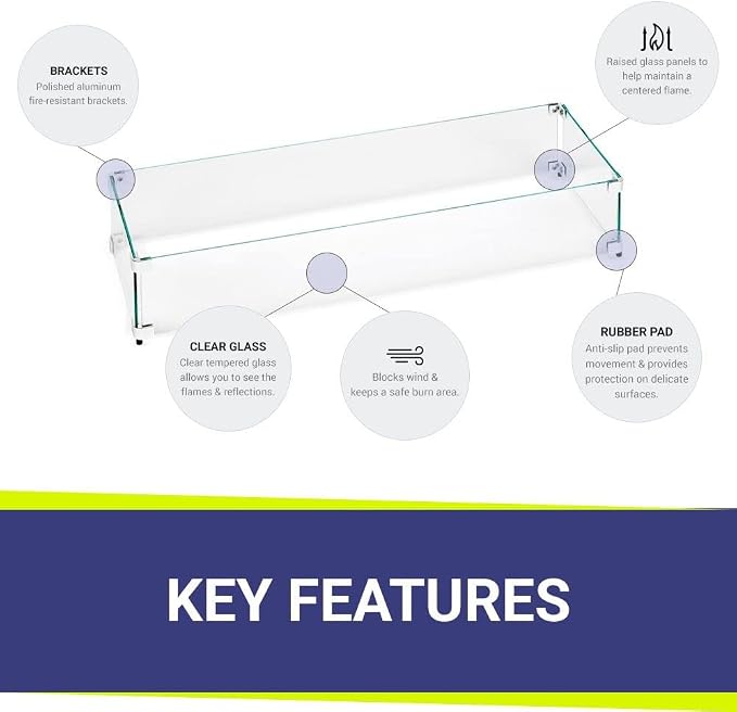 35.5" X 11.5" X 6” Linear Glass Flame Guard - Image 4