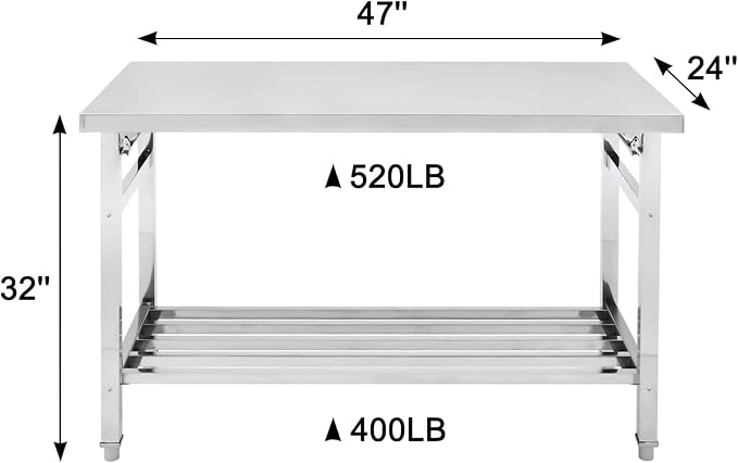 48''x24'' Stainless Steel Folding Preparation Table - Image 3