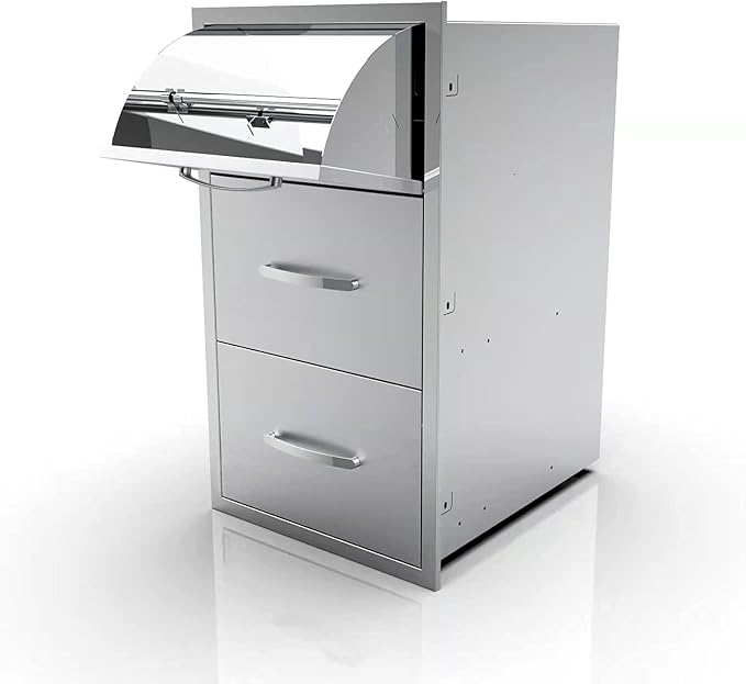 BBQ Outdoor Kitchen Drawers Stainless Steel 3-Drawer BBQ Drawer Enclosed by OLIPIC