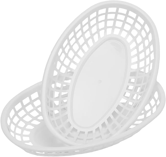 JAPCHET 70 Pack Fast Food Baskets, 9 x 6 Inch Oval Plastic Serving Baskets - Image 3