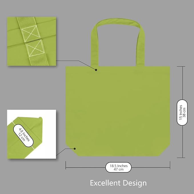 TOPDesign 1-Pack Super Strong Large 12oz Cotton Canvas Tote Bag, Reusable - Image 5