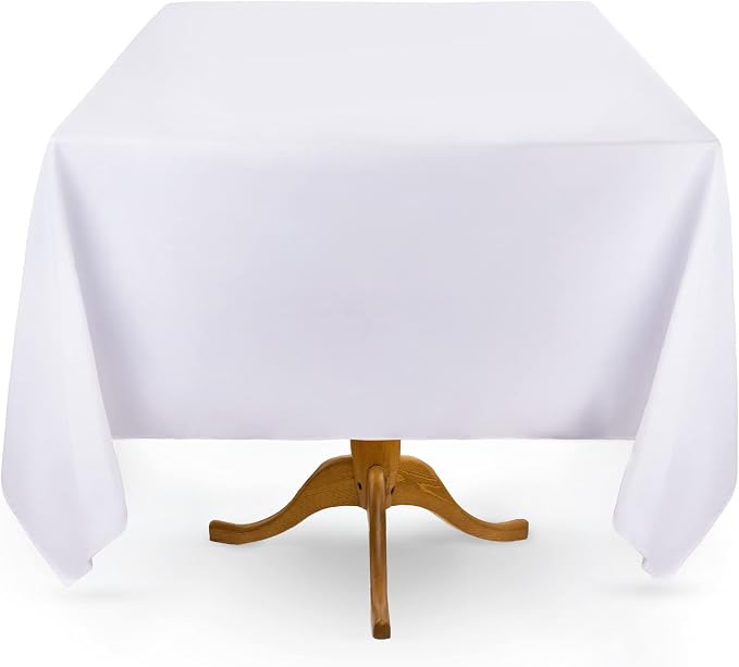 White Restaurant Quality Square 85" X 85" Tablecloths Bulk 6 Pack by GrokoTextiles
