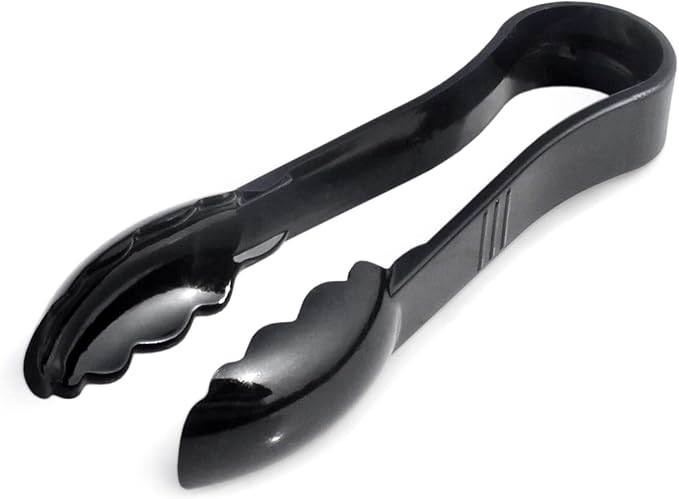 Serving Tongs, Black Plastic, 6 Inch, Set of 12