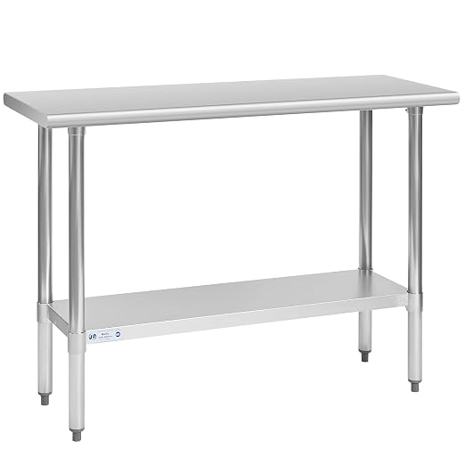 Hally Stainless Steel Table for Prep & Work 18 x 48 Inches, NSF Commercial by HallySinksTablesH