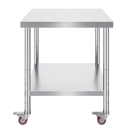 Vevor 30x36x34 Inch Stainless Steel Work Table 3-Stage Adjustable Shelf - Image 11
