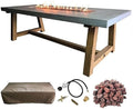 Elementi | Sonoma Gas Fire Pit Cast Concrete Rectangular Dining Fire Table by AMSFireplaceInc