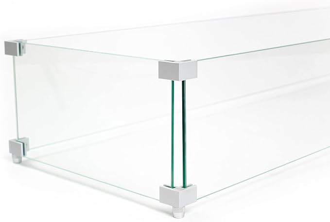 AMS Fireplace | Fire Pit Table Square/Rectangular Tempered Glass Wind - Image 2