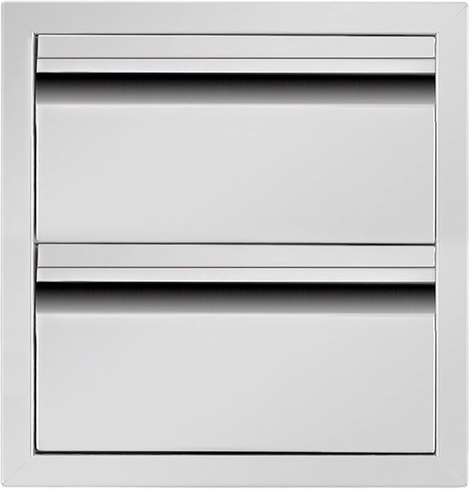 Outdoor Kitchen Drawers 18" W x 15" H x 23" D Flush Mount BBQ Drawers Double by ATATOD
