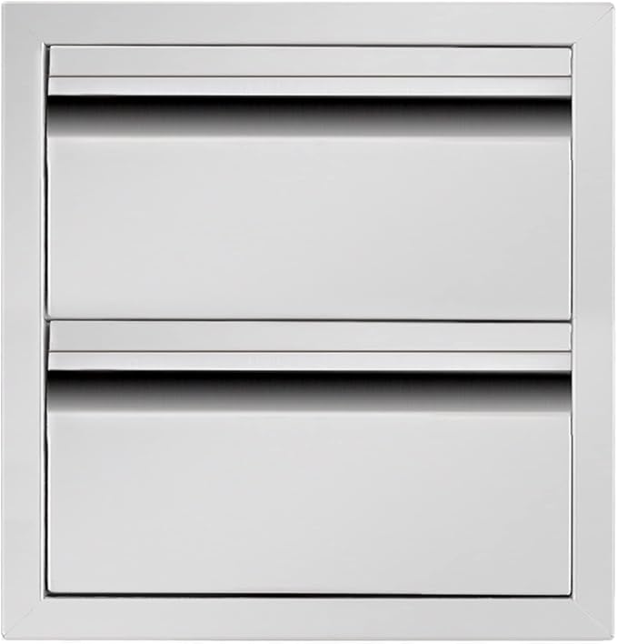 Outdoor Kitchen Drawers 14" W x 15" H x 23" D Flush Mount BBQ Drawers Double by ATATOD