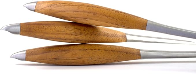 Barbecue Tool Set, 4 Piece Stainless Steel with Bonded Teak Handles
