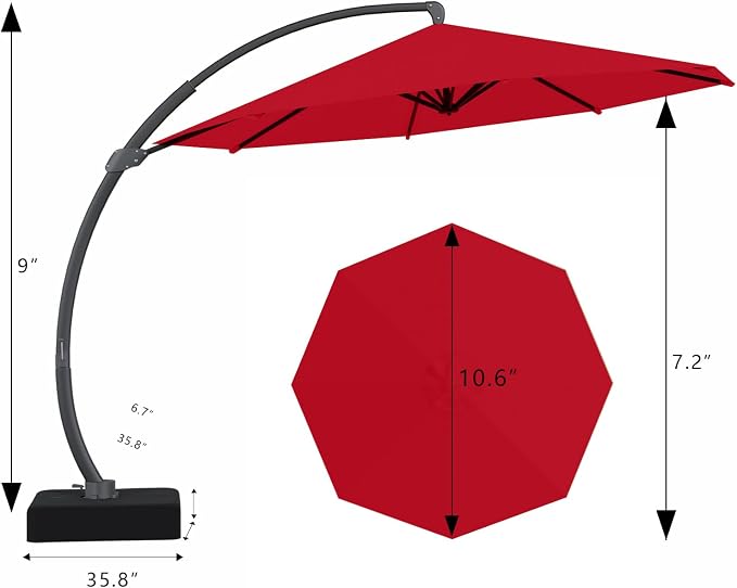 7 Piece Patio Dining Set with 11ft Patio Umbrella, 7 Navy Outdoor HDPE Dining - Image 2