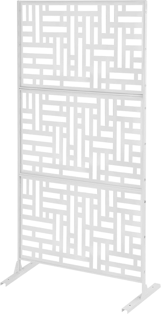 Metal Privacy Screen 75" H x 35" W Freestanding Outdoor Privacy Panels Fence by Unknown