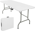 Folding Tables with Carrying Handle Lightweight Rectangular Portable Plastic by JALANCY