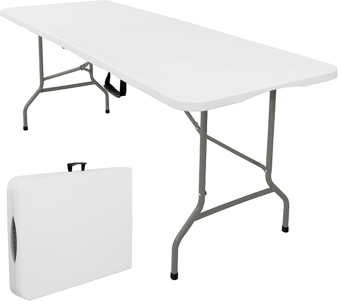 Folding Tables with Carrying Handle Lightweight Rectangular Portable Plastic by JALANCY