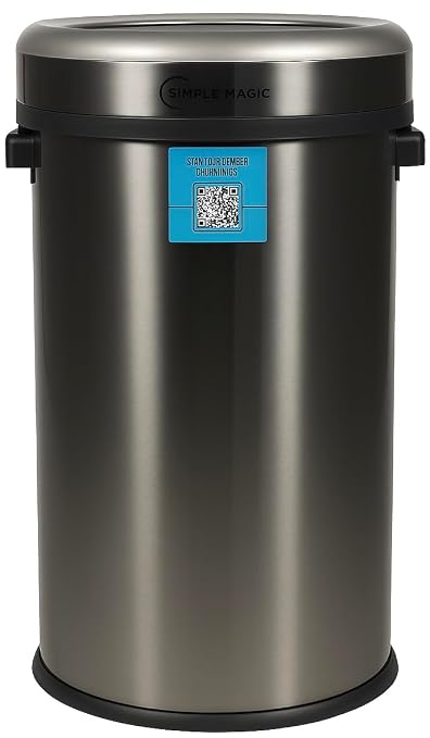 65 Liter / 17 Gallon Open Top Trash Can, Elegant Black Finish by SIMPLI-MAGIC