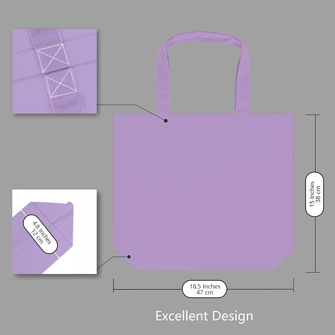 TOPDesign 3-Pack Super Strong Large 12oz Cotton Canvas Tote Bags, Reusable - Image 5