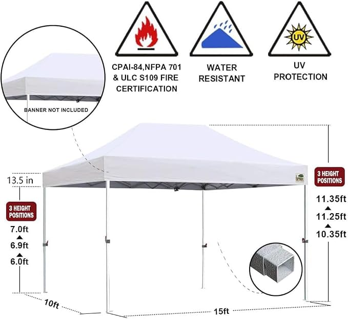 Eurmax USA 10'x15' Pop Up Canopy Tent Commercial Instant Canopies - Image 2