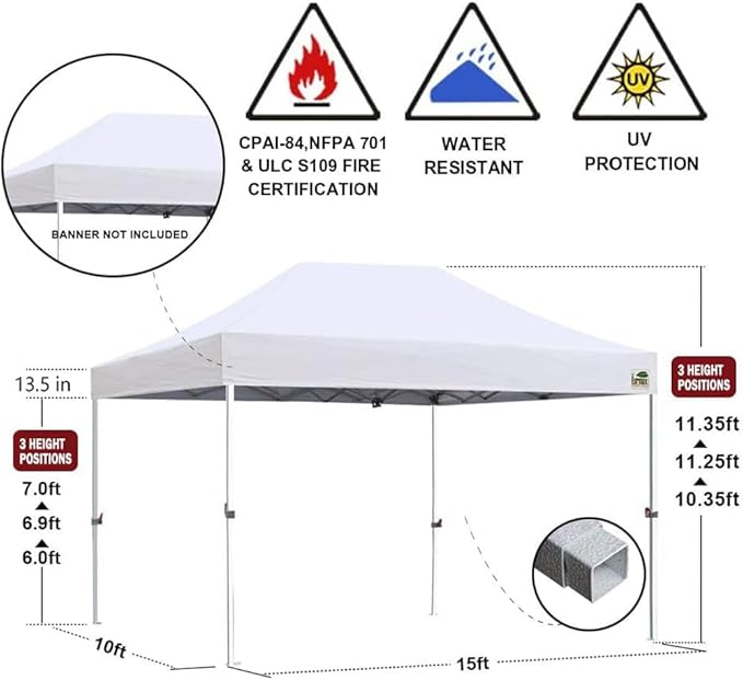 Eurmax USA 10'x15' Pop Up Canopy Tent Commercial Instant Canopies - Image 2