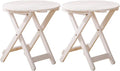 Small Round Folding Side Table Set of 2, Patio Foldable Wooden Outdoor End by BestforYou